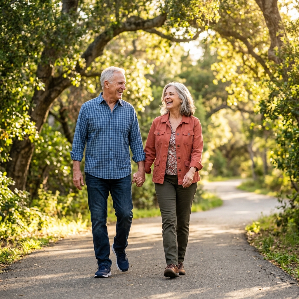 Active couple enjoying life with good balance and energy